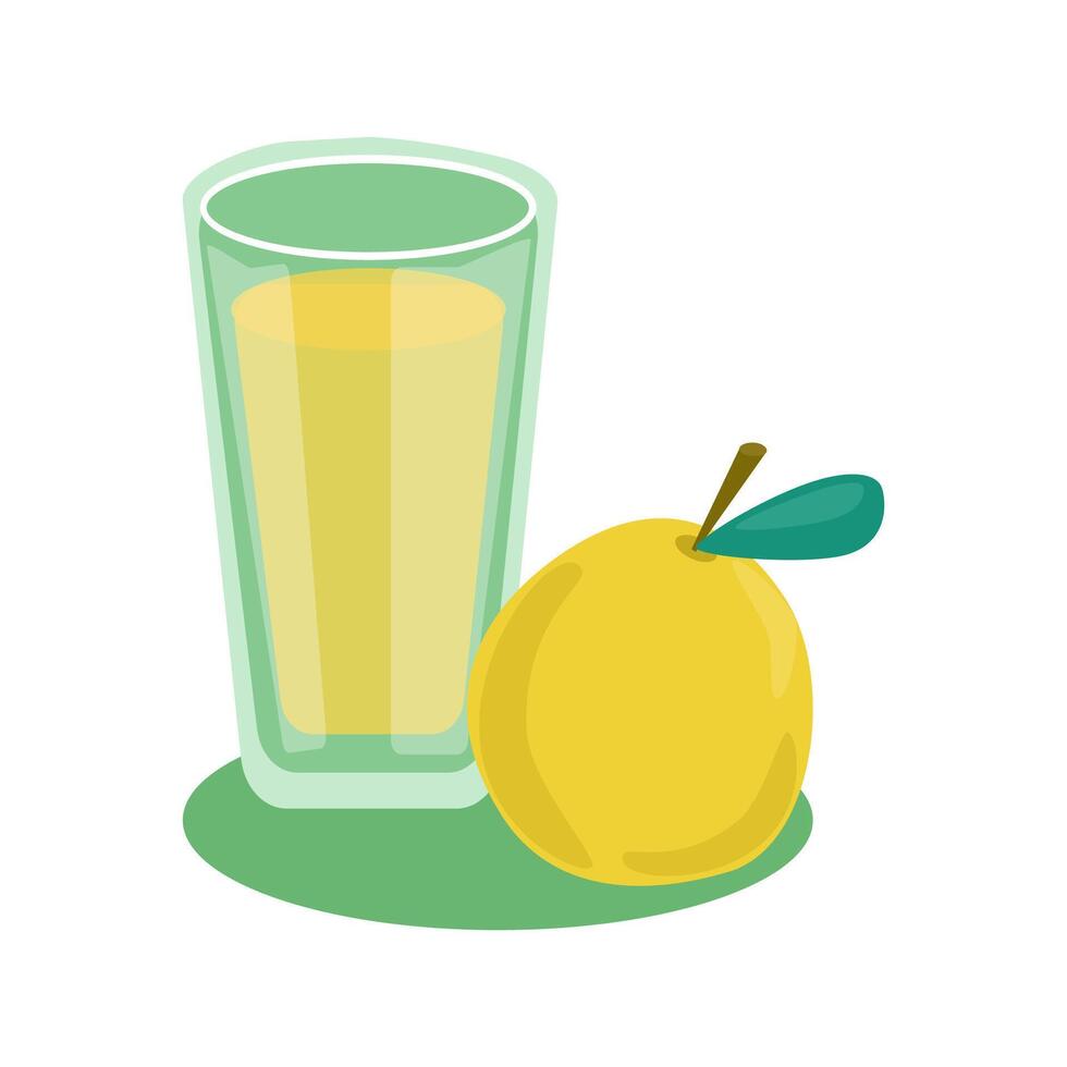 ein Glas von frisch gedrückt Birne Saft mit reif Obst Lügen Nächster zu Es. gesund Essen, Sommer- gesund trinken, natürlich Vitamin. farbig Vektor Illustration