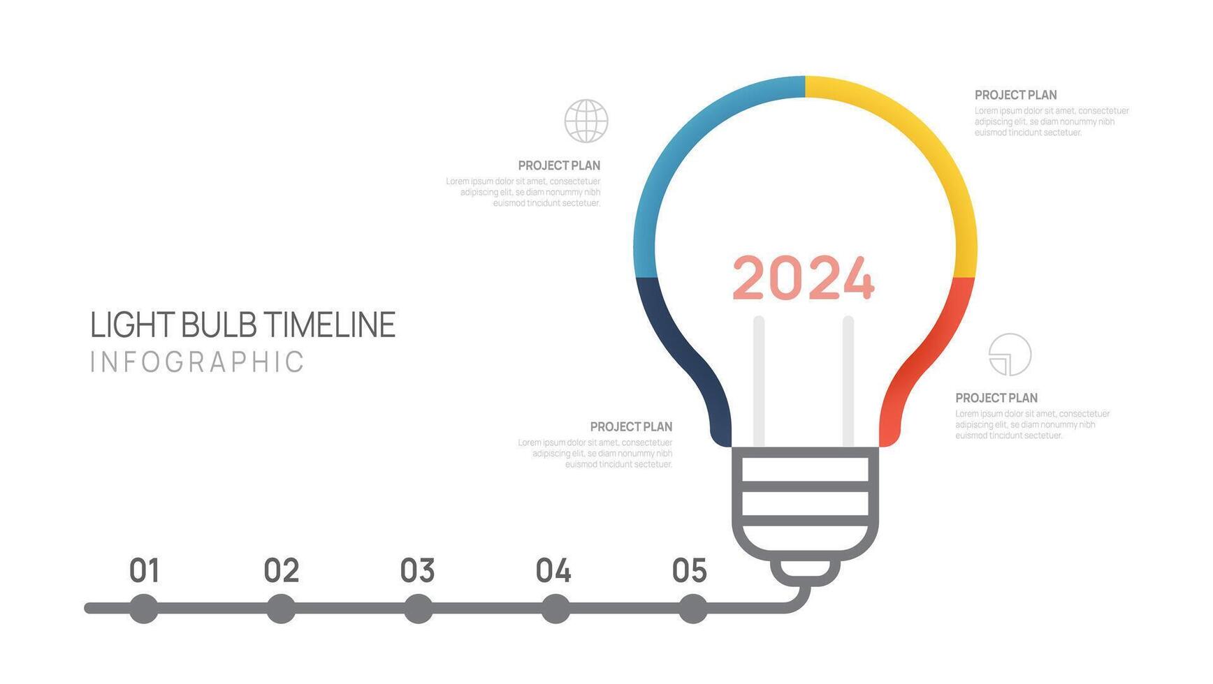 företag infographic ljus Glödlampa tidslinje vektor grafisk ikon företag finansiell Diagram 2024.