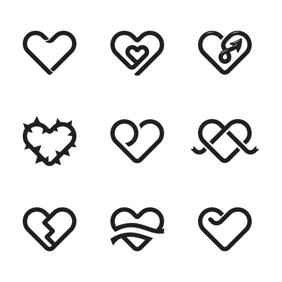 Herz eben Zeichen Symbole Liebe Sammlung. einfach Design Vektor