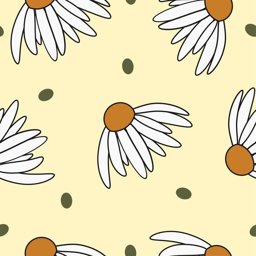 skön daisy blomma sömlös mönster bakgrund vektor