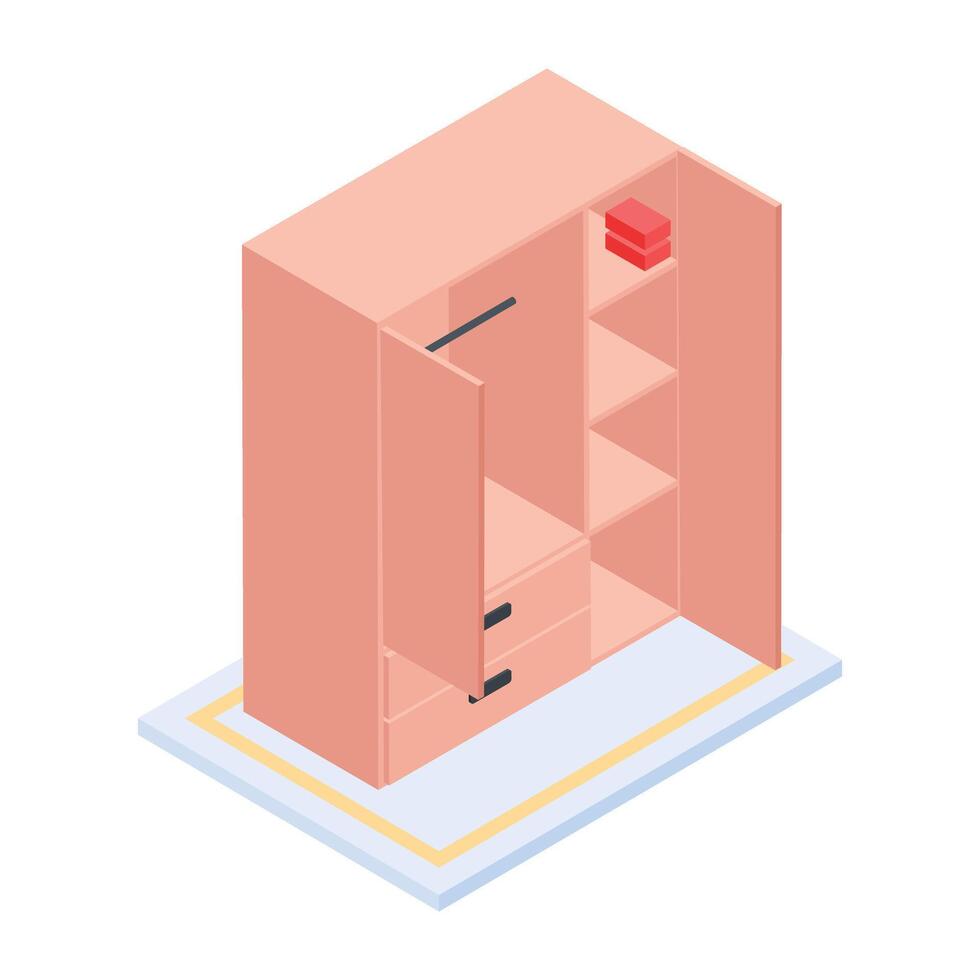 rum möbel isometrisk ikon vektor