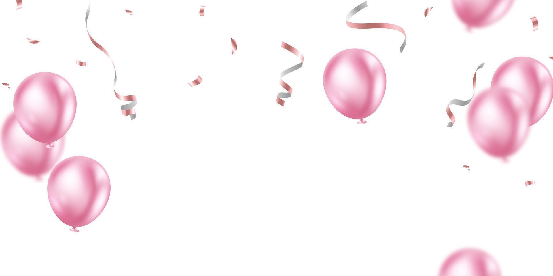 feiern Hintergrund mit schön Rosa Luftballons Vektor Illustration.