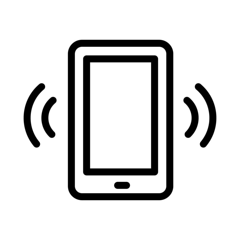 Vektor schwarz Linie Symbol laut Klang auf Telefon isoliert auf Weiß Hintergrund