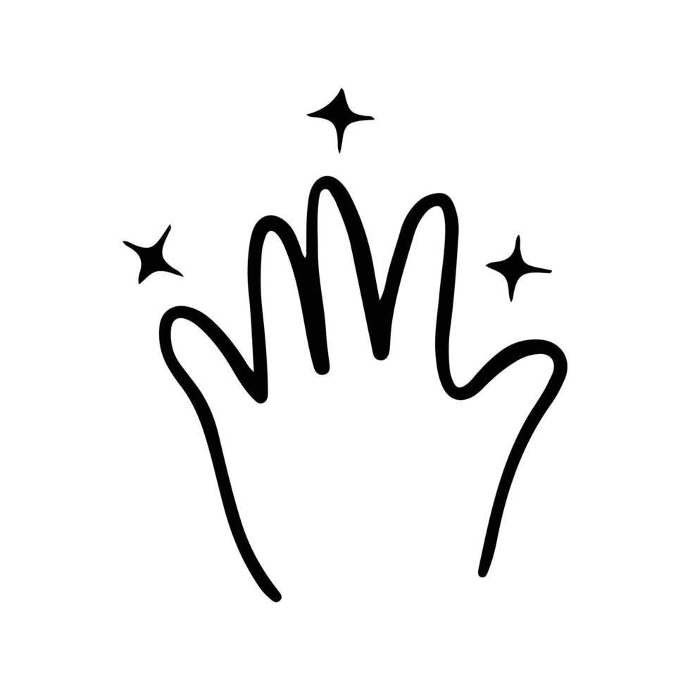 söt hand gester tecken och symbol isolerat i vit bakgrund. söt klotter tecknad serie hand design. lämplig för klistermärken, barns böcker och tecknad serie element vektor