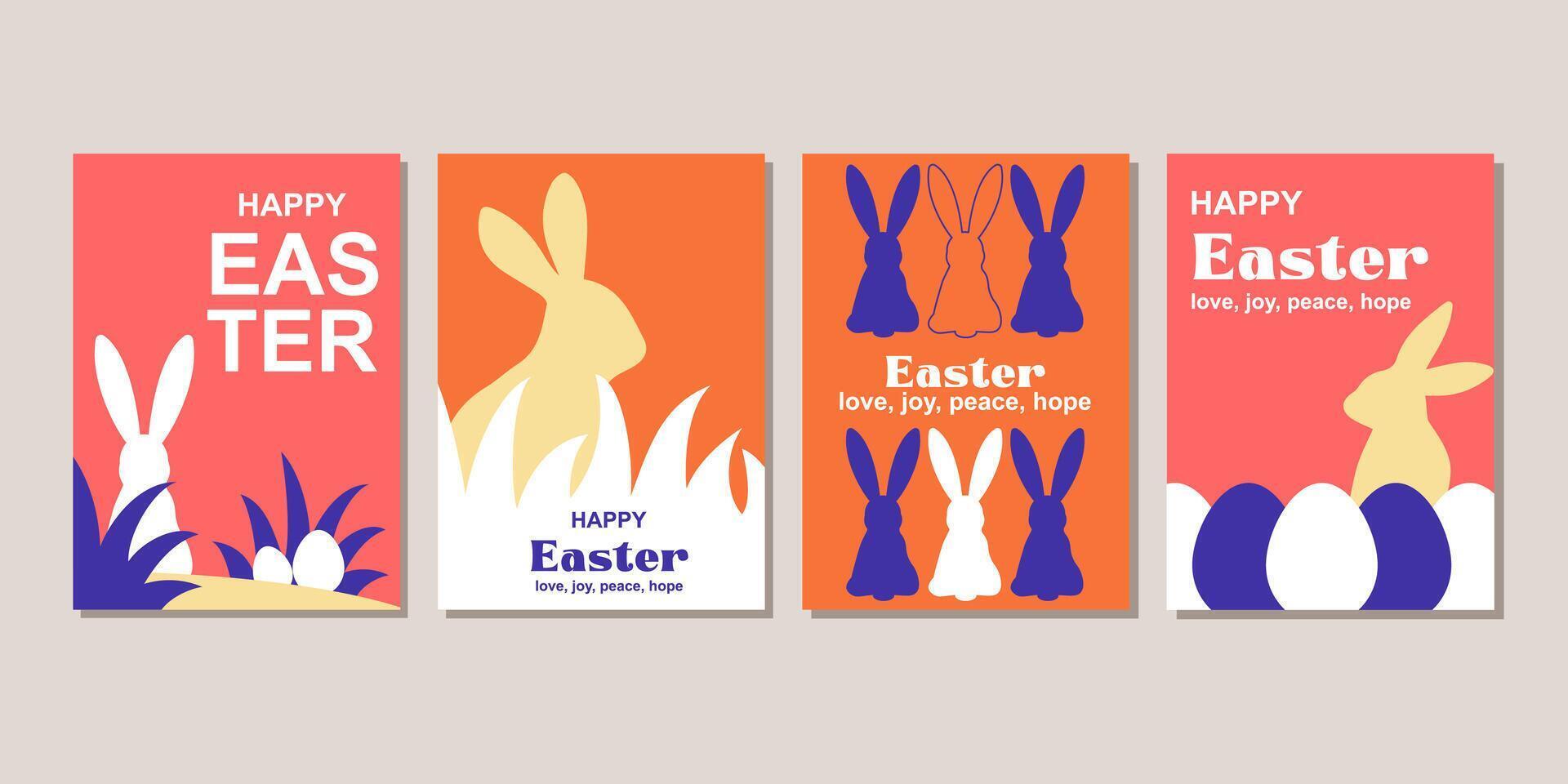 glücklich Ostern Gruß Karte Mode kommerziell Banner, Abdeckung, Sozial Medien mit eben Design vektor