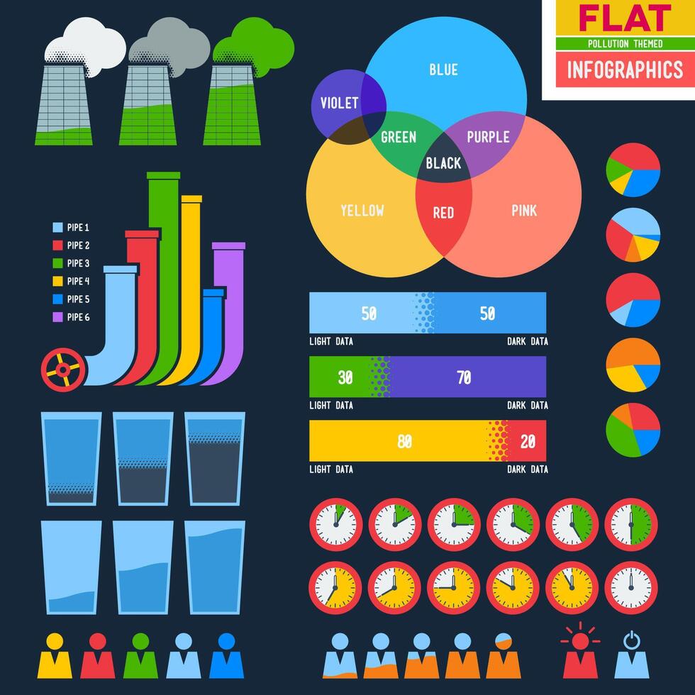 platt infographic ikoner med rör vektor