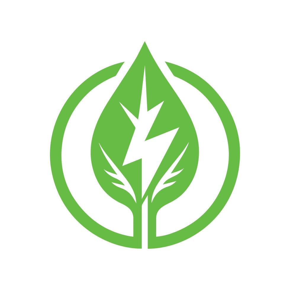 Öko Blatt Bolzen Grün Energie Vektor Illustration