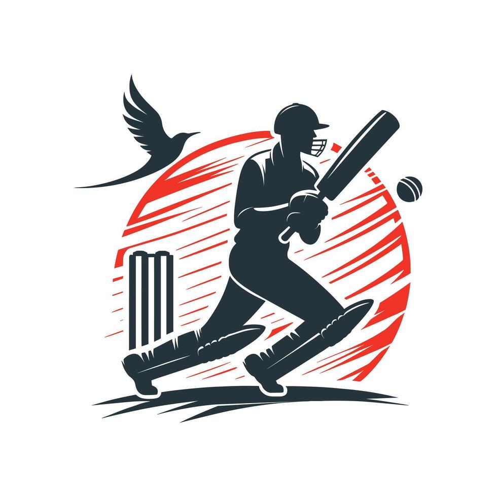 cricket spelare logotyp spelar kort begrepp vektor