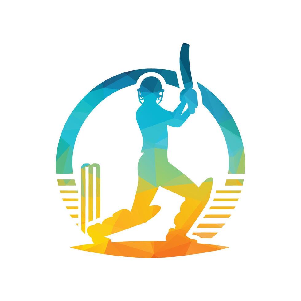 Kricket Spieler Logo mit Ring Stil Vektor