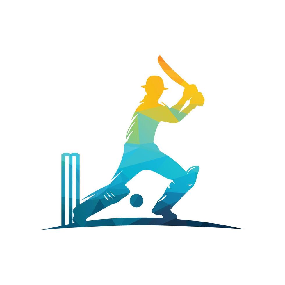 Kricket Spieler Logo Design Vektor