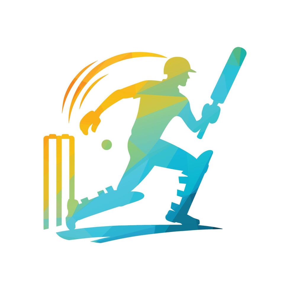 cricket spelare logotyp design vektor