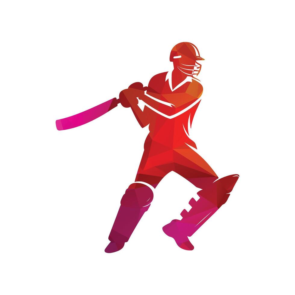 Kricket Spieler Logo einzigartig Stil Design vektor