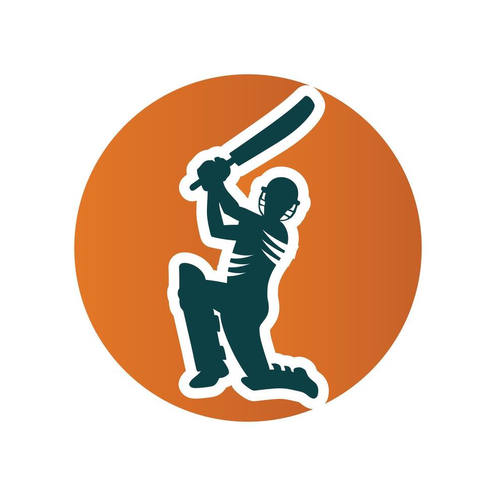 cricket spelare logotyp inuti en form av Sol vektor