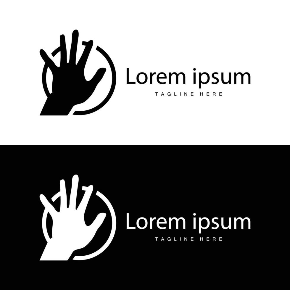 einfach Hand und Finger Vektor Design minimalistisch schwarz Silhouette Produkt Marke Hand Logo Vorlage