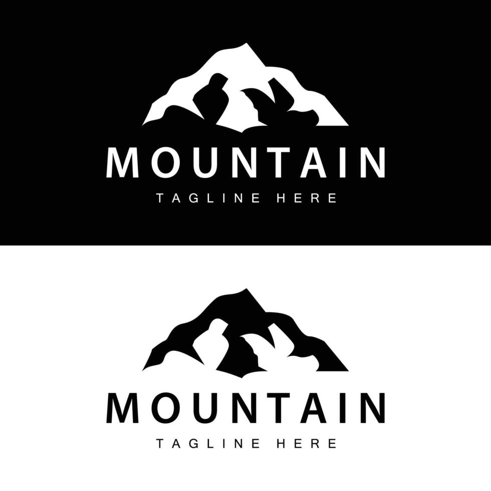 Berg Logo einfach Design Abenteuer Modell- Silhouette Landschaft einfach modern Stil Marke Produkt Geschäft vektor