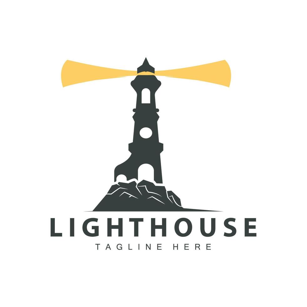 Leuchtturm Logo Vektor Leuchtfeuer Turm Schiff Signal einfach Strand Hafen Design Vorlage