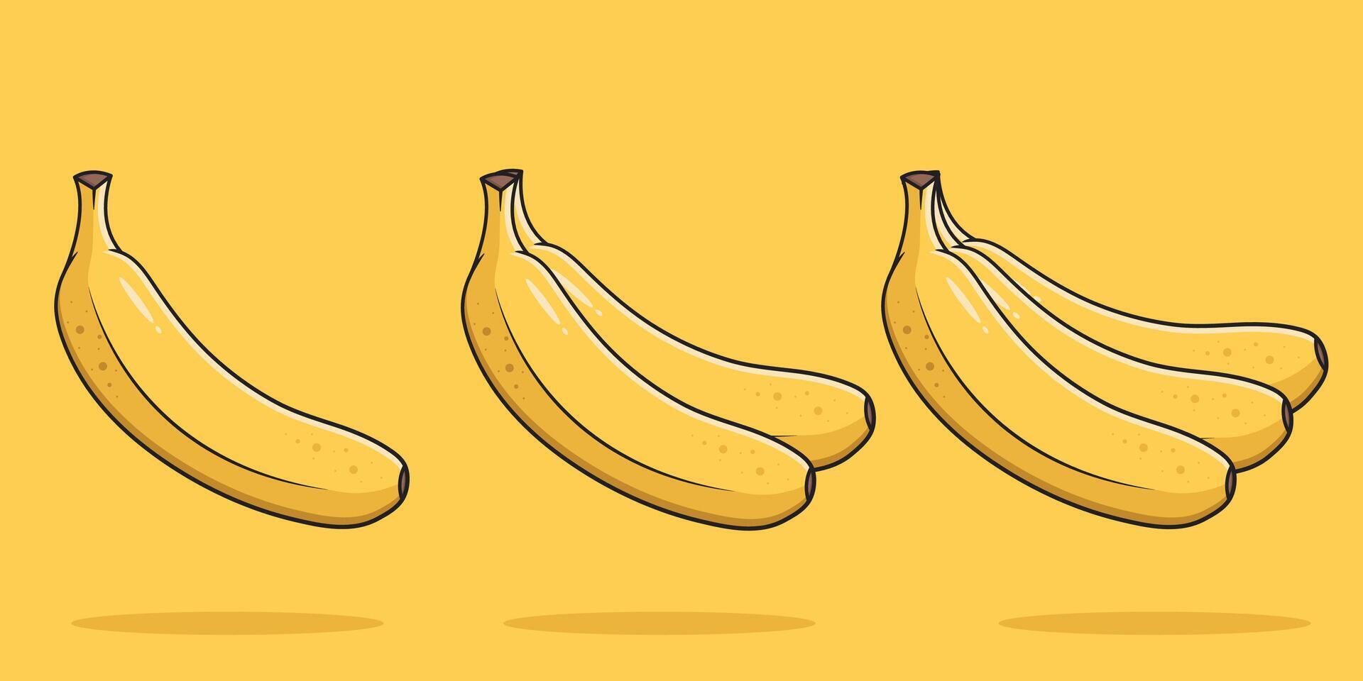 vektor bananer och knippa av bananer tecknad serie stil bananer på gul bakgrund vektor illustration