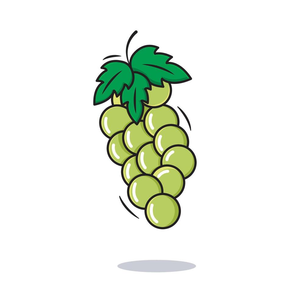 Vektor Bündel von Grün Trauben Obst Symbol Karikatur Stil auf Weiß Hintergrund Vektor Illustration