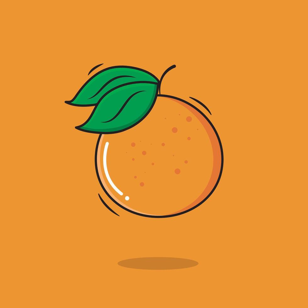 vektor orange frukt ikon med löv hela saftig mandarin på orange bakgrund vektor illustration