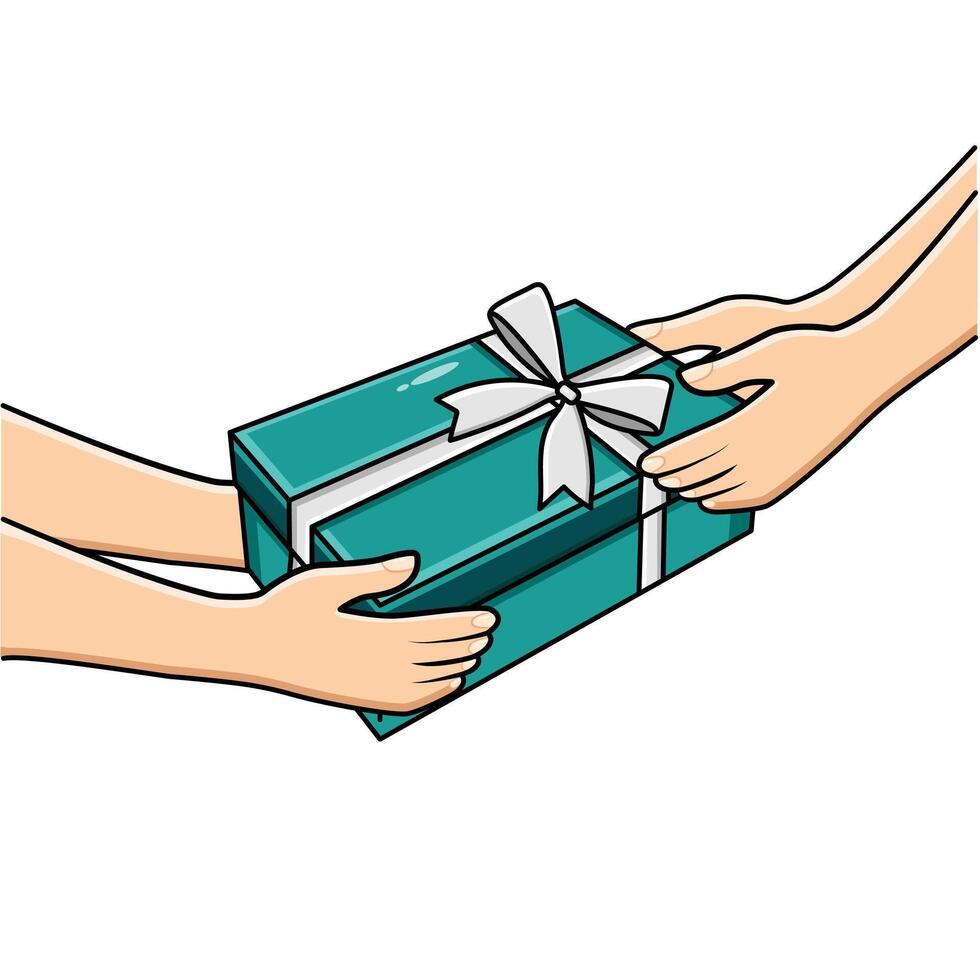 Vektor Hände geben Geschenk Box zu Ein weiterer Hände Schenken und Empfang Geschenk Konzept Vektor Illustration