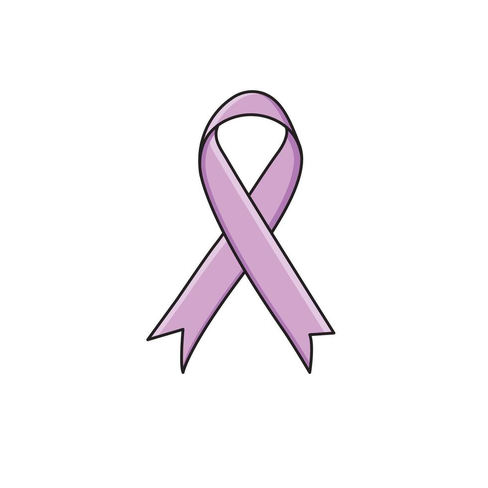 lavendel- satin band Allt cancer medvetenhet värld cancer dag på vit bakgrund vektor illustration