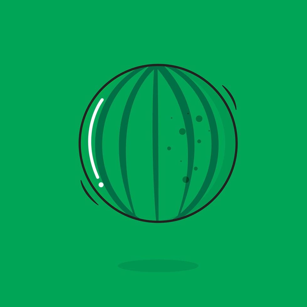 Vektor ganze frisch Wassermelone Obst Symbol Karikatur Stil auf Grün Hintergrund Vektor Illustration