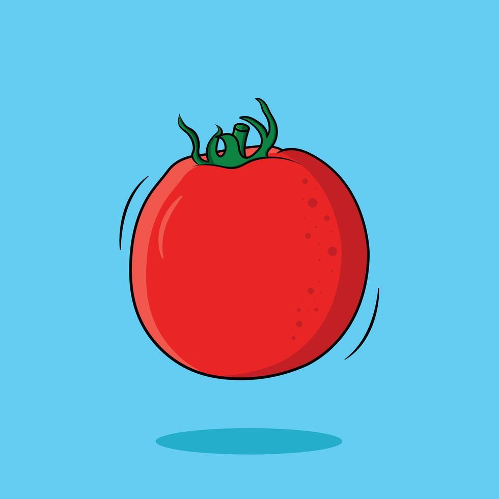färsk saftig hela tomat isolerat på blå bakgrund, vektor illustration
