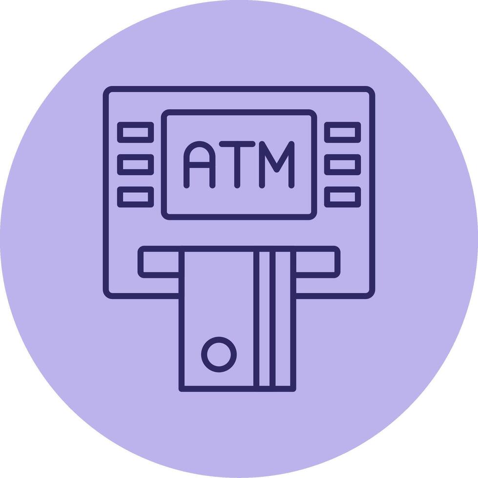 Bankomat maskin linje cirkel Flerfärgad ikon vektor