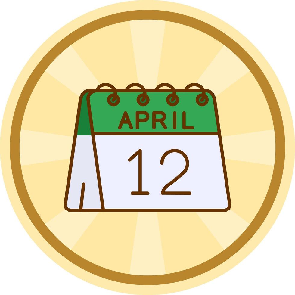 12th av april komisk cirkel ikon vektor