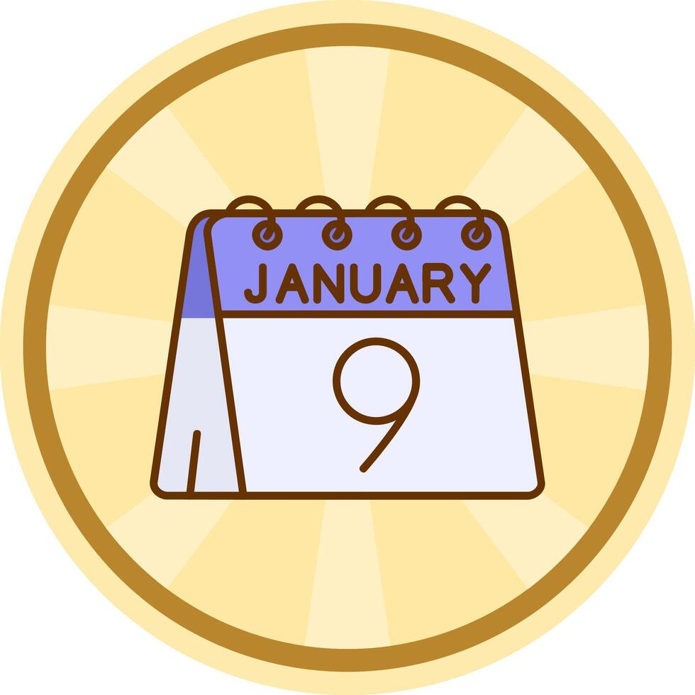 9:e av januari komisk cirkel ikon vektor