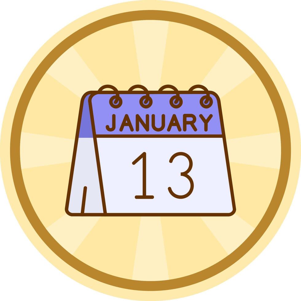 13: e av januari komisk cirkel ikon vektor