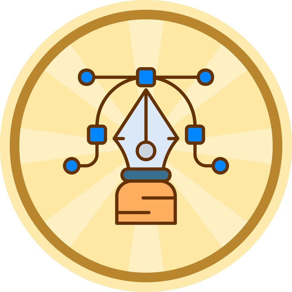penna verktyg komisk cirkel ikon vektor