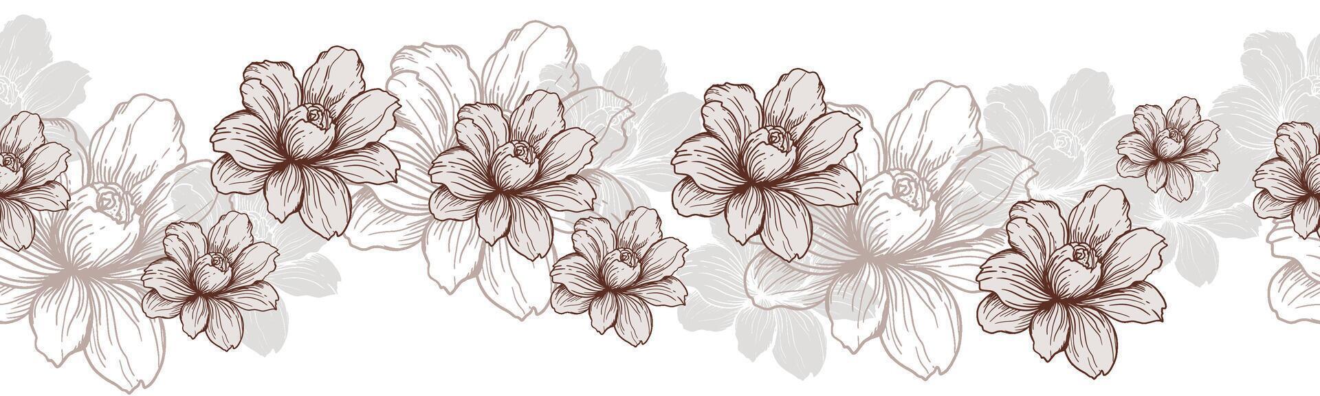 abstrakt Vektor Hintergrund mit Blumen- Kunst rahmen. Hintergrund mit das Bild von Blumen von botanisch Linien. Luxus Startseite Design.