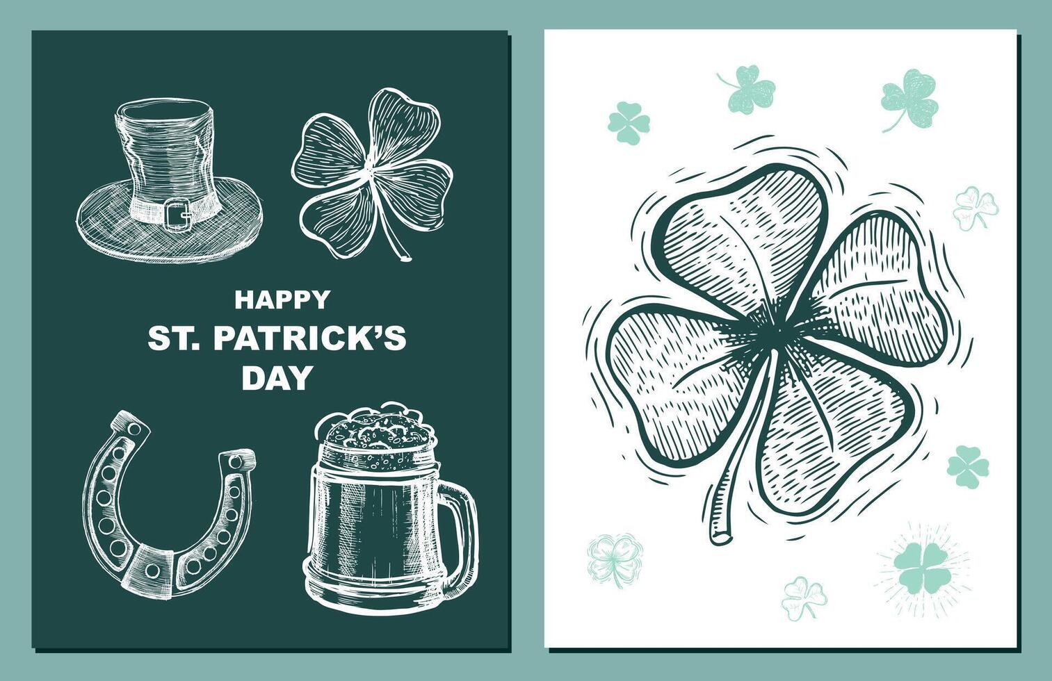 st. Patricks dag uppsättning. hand dragen illustrationer vektor