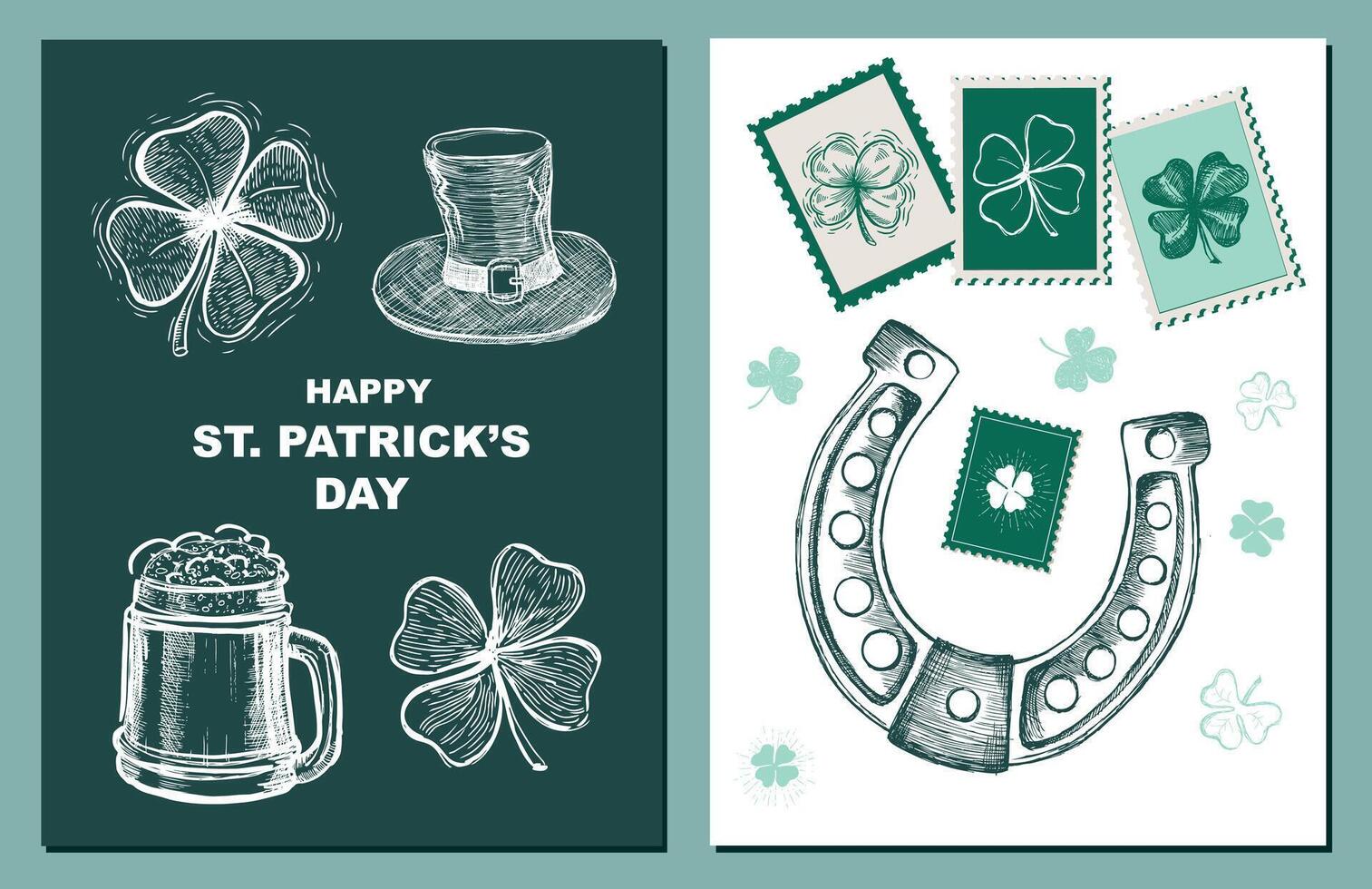 st. Patricks dag uppsättning. hand dragen illustrationer vektor