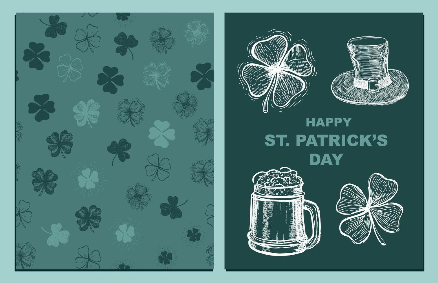 st. Patricks dag uppsättning. hand dragen illustrationer vektor