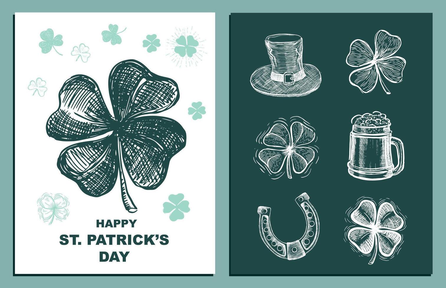 st. Patricks Day eingestellt. handgezeichnete Illustrationen vektor