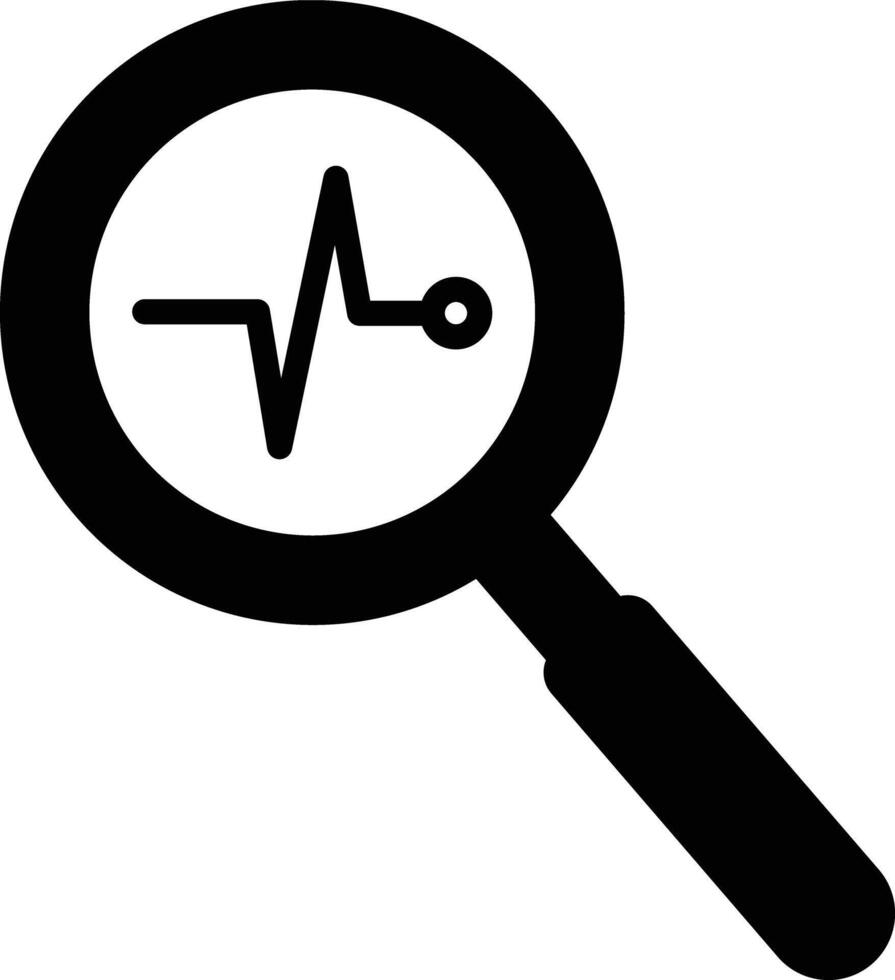 Herzschlag im Vergrößerung Glas Symbol isoliert auf Weiß Hintergrund . Vektor Illustration