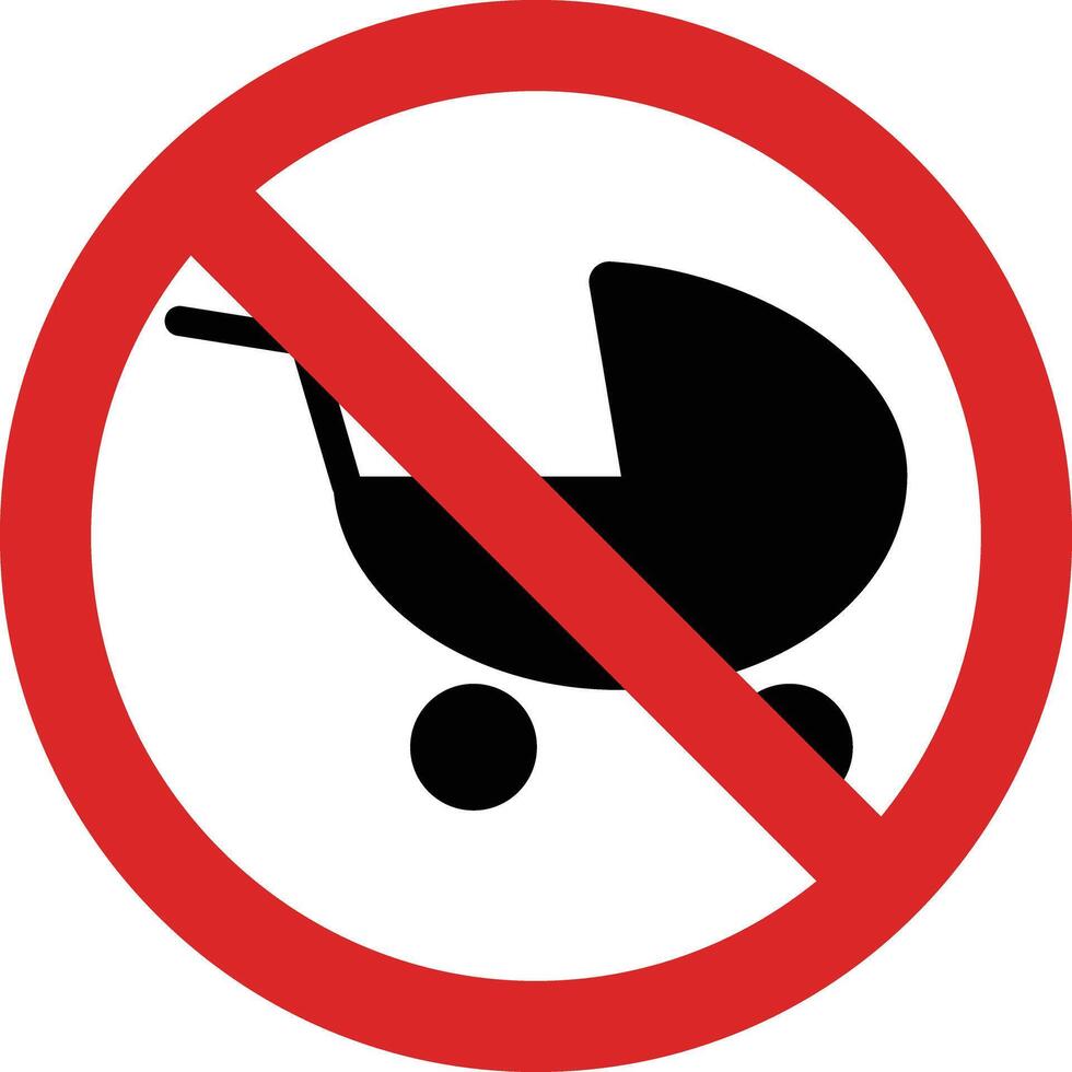 Nein Baby Kinderwagen Zeichen . Nein Baby Wagen Zeichen . Nein Kind erlaubt Zeichen Vektor