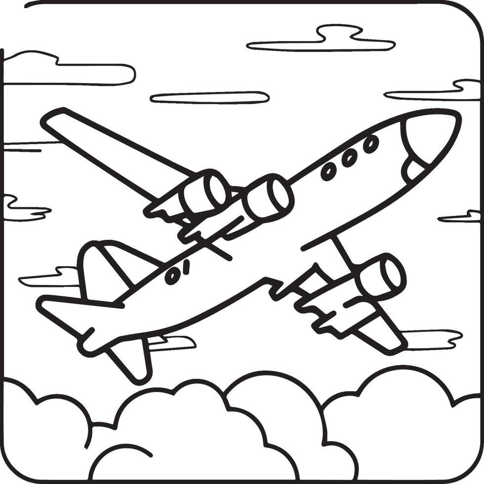 flygplan färg sidor. flygplan översikt illustration vektor