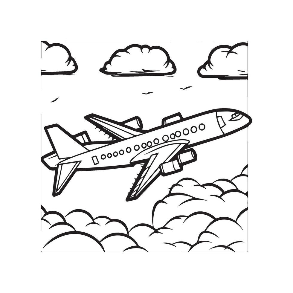 flygplan färg sidor. flygplan översikt illustration vektor