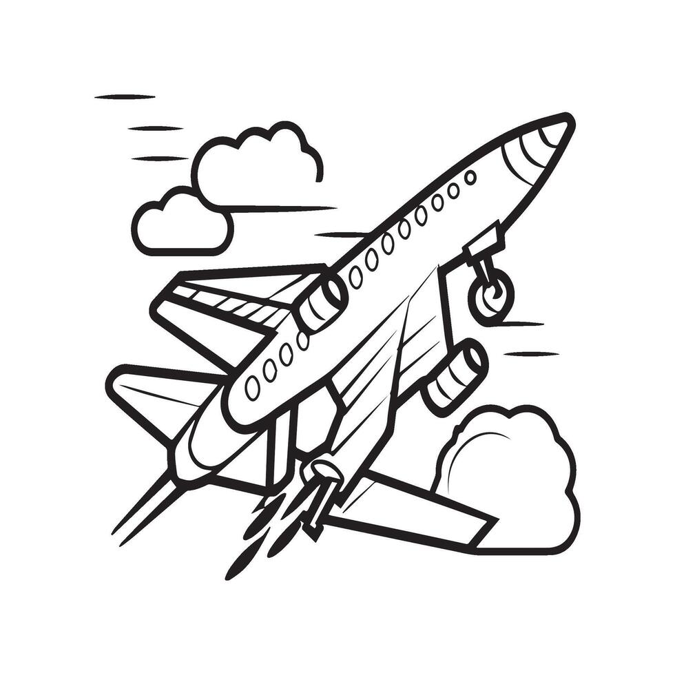 flygplan färg sidor. flygplan översikt illustration vektor