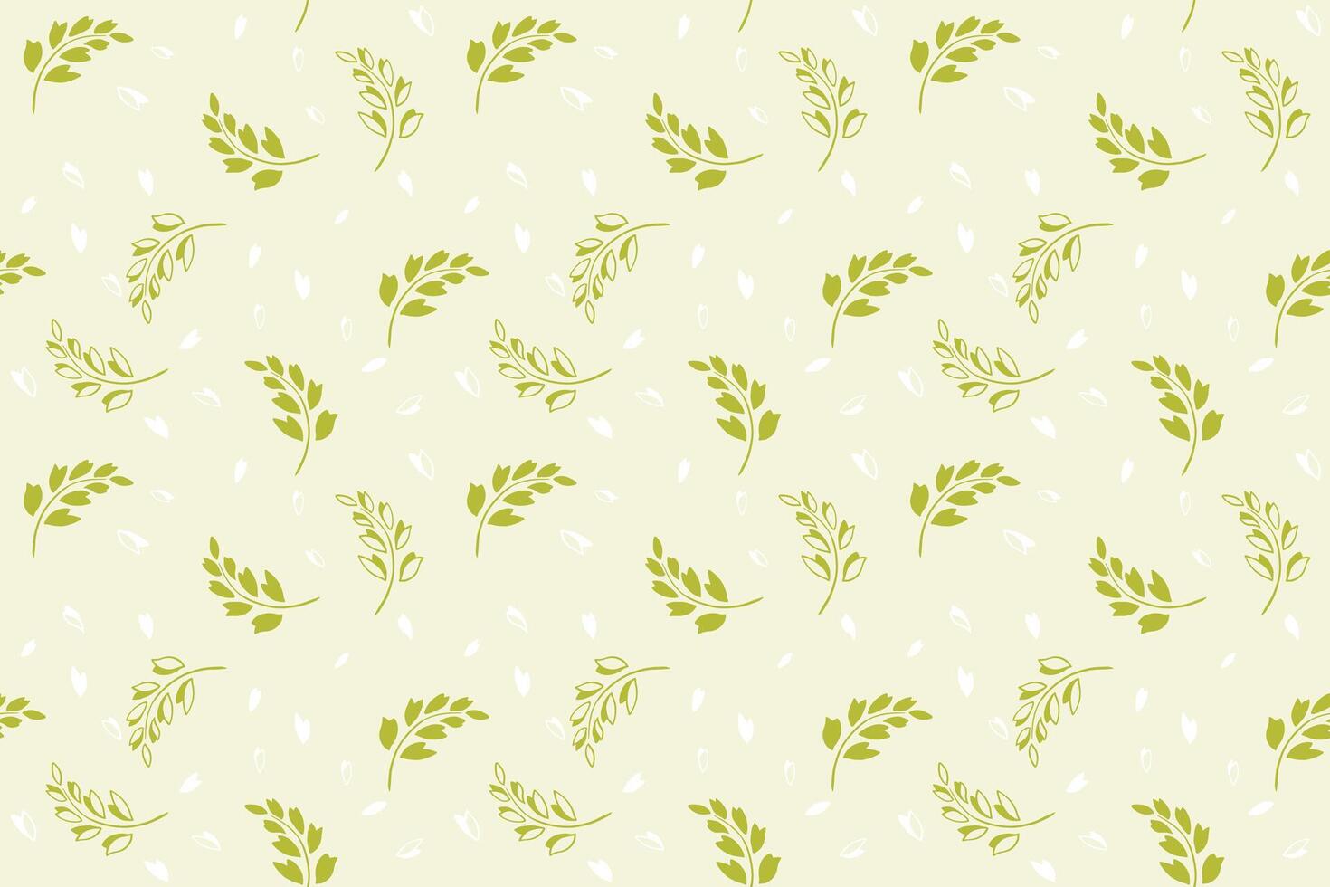 sömlös mönster med kreativ små silhuetter grenar löv och mycket liten former, droppar, fläckar. enkel stiliserade grön blommig utskrift på en ljus bakgrund. vektor hand ritade. design för utskrift