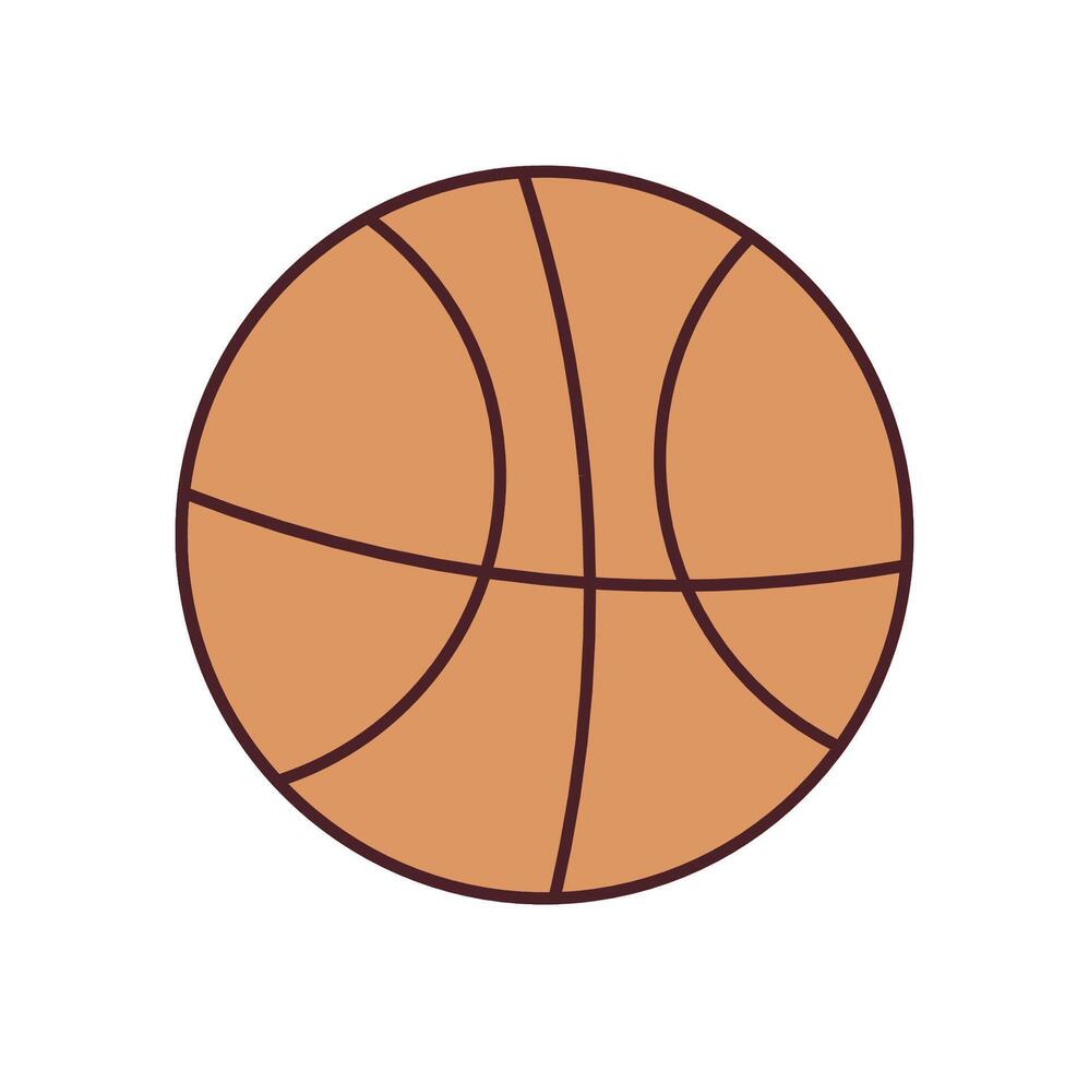 Basketball Ball Symbol und Orange Sport Kugel, Leder runden Objekt, Fachmann Spiel Konzept eben Vektor Illustration.