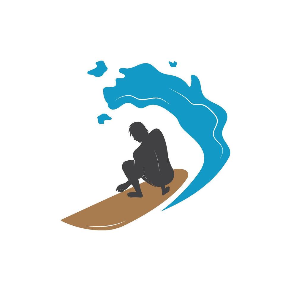 Surfen mit Wasser Welle Logo Vektor Vorlage, Illustration Symbol