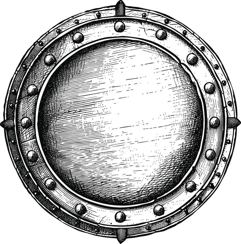 ai genererad cirkel form skydda element med gammal gravyr stil vektor