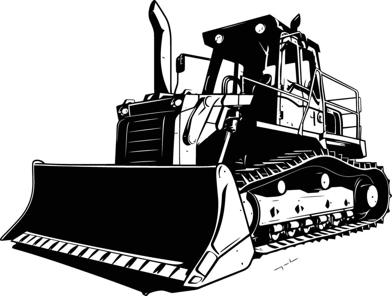 ai generiert Silhouette Bulldozer Konstruktion schwer Maschine Ausrüstung schwarz Farbe nur vektor