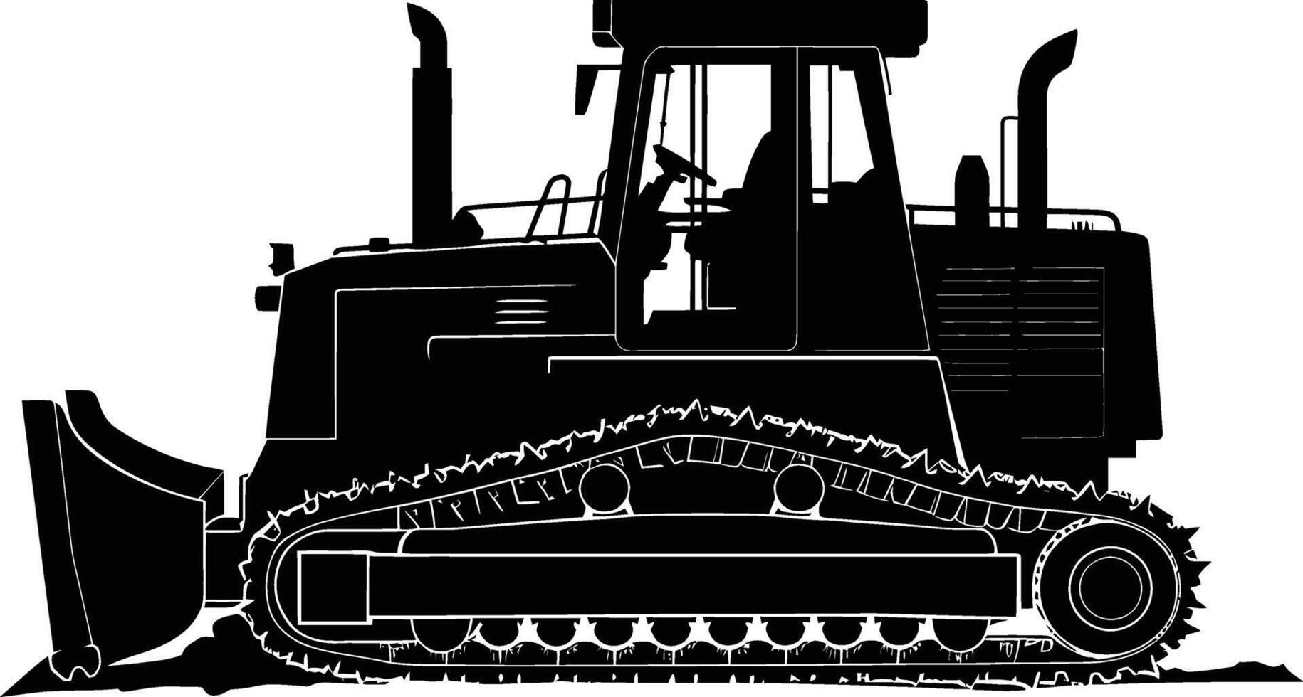 ai generiert Silhouette Bulldozer Konstruktion schwer Maschine Ausrüstung schwarz Farbe nur vektor