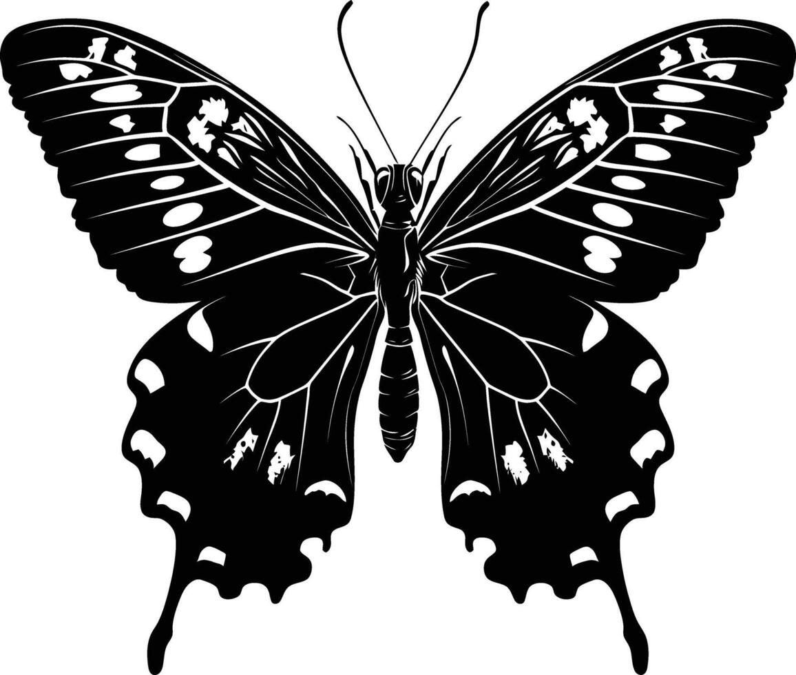 ai generiert Silhouette Schmetterling voll Körper schwarz Farbe nur vektor