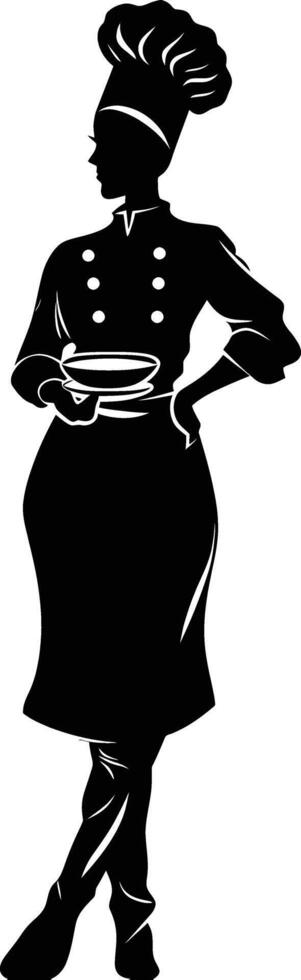 ai generiert Silhouette Frauen Koch schwarz Farbe nur voll Körper vektor